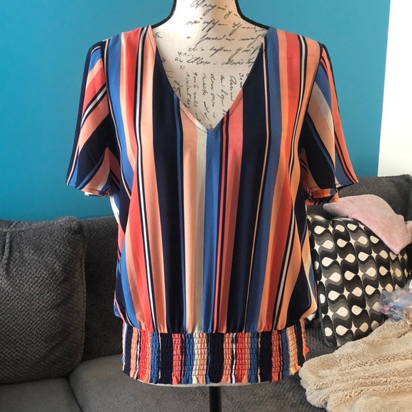 LAST CHANCE 💄 Michael Kors Striped Blouse, size Medium - Picture 1 of 6